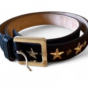 Vintage Jimmy Choo Star Stud Leather Belt Black Size 80 Made in Italy Rare